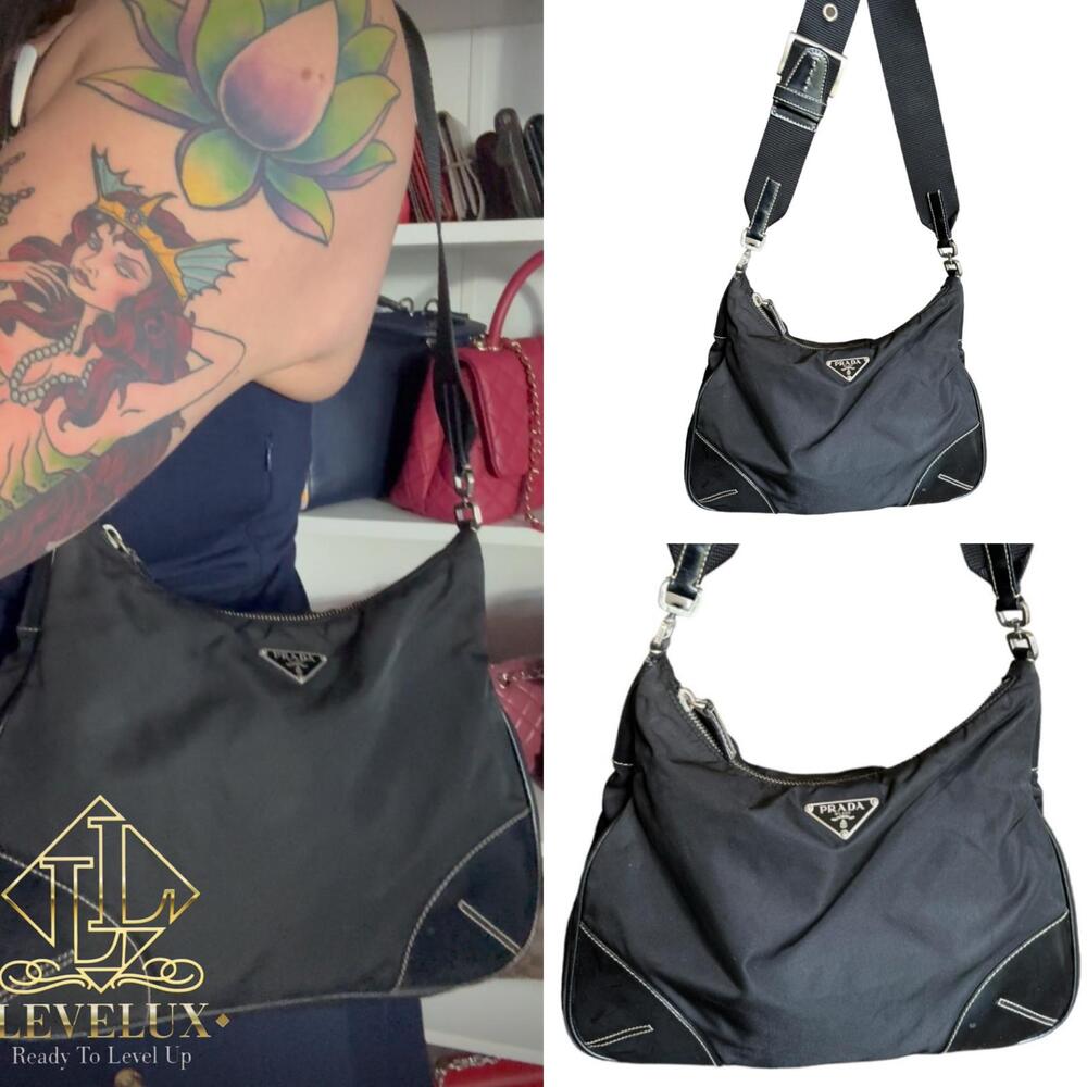 💎✨BEAUTIFUL✨💎Authentic Prada Black Tessuto Shoulder Bag